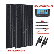 태양전지패널 태양 전지 패널 1500W3000WSolar Panel1000W2000W 태양열 고효율 휴대용 전원 은행 가정용캠핑용 유연한 충전 야외, 2PCS 100A controller, 1개