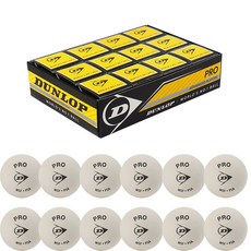 던롭 스쿼시공 볼 시합구 2DOT 1박스 유리코트용, 12개, 화이트
