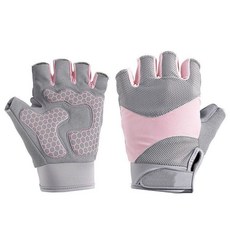 健身手套 重訓手套 舉重手套 握推手套 啞鈴手套 單槓手套 運動手套 騎行手套 普拉提手套 動感單車手套, 運動手套騎行防繭半指普拉提手套 少女粉 ,M碼 適合掌圍18-20cm以下 ., 1個