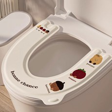 에코럭키 NEW 캐릭터 쿠션 변기시트 커버 간편설치 편리한 물세척, 1개, 캐릭터 변기시트-아이보리