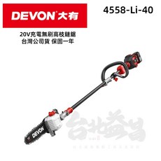 大有 Devon 4558 10吋鋰電高枝鏈鋸機 40V/20V雙電壓修枝機, 1個, 單主機(不含電池及充電器)
