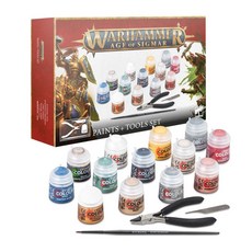 Age of Sigmar 戰鎚西格瑪時代:顏料工具套裝，模型塗裝新手必備，內含多種顏色顏料及實用工具, 1個