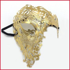 派對金屬鑲鑽半邊臉面具, 1個, 金色