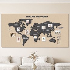 세계지도고화질 여행기록 전도 학교수업 장식 학생 사무실 기업, 소형, 세계지도 - 모카 브라운