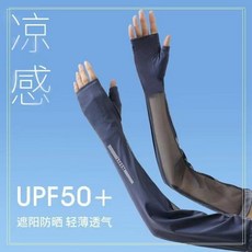防曬冰袖女冰絲袖套夏季防紫外線薄款電動車透氣護臂戶外騎行寬鬆, （半指防曬冰袖）深灰色, 1個