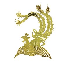 EDEN(에덴) 행운 좋은 인연 성취 번영 피닉스 봉황 불사조 5.6×4.0cm 금색 금속 데칼 스티커 5장 E827
