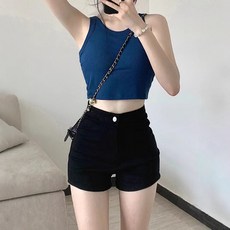투니스 여성 하이웨이스트 슬림핏 데님 반바지