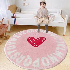 Poowe ABC 원형 어린이 러그 교육용 러그 인조 울 알파벳 아기 크롤링 매트 활동 센터피스 플레이 매트 - 남아 여아 침실 놀이/게임방을 위한 이상적인 선물 라운드 1, Round 31.5", Abc 하트-핑크