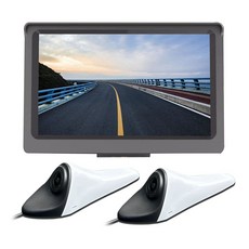 사각지대 백미러 HD 도금은색 모니터링 좌우 카메라 전자식 야간 우측 보조 주차, 화이트 AHD HD 카메라