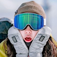 柱麵成人滑雪護目鏡，雙層防霧防風雪地眼鏡，臺灣出貨，滑雪裝備可開發票, 白框藍片+白帶子, 1個