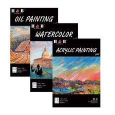 HB문화사 수채화 유화 아크릴화 전문가용 고급 스케치북 접착식 패드 캔버스, 수채화(WATERCOLOR)