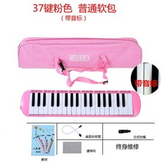 附發票 口風琴 兒童口風琴吹管吹嘴中小學生32鍵37鍵口風琴成人口吹琴大口琴樂器, 37鍵粉色 普通軟包【帶教材】, 1個