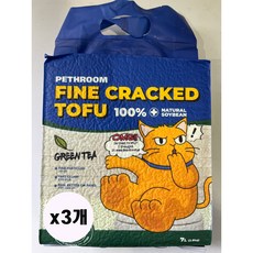페스룸 파인 크랙 두부 고양이 모래, 7L, 3개, 녹차