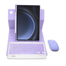 갤럭시탭A9 플러스 11 호환 콤비회전 S펜수납 블루투스 케이스 키보드 마우스 패키지, 라벤더, 1개