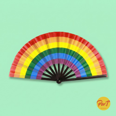 PAR.T 13吋彩虹黑柄摺扇, 彩虹, 1個