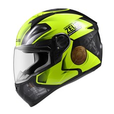 瑞獅 ZEUS ZS-811 AL39 彩繪 鐵插扣 小帽體 全罩 安全帽, 亮螢光黃,S