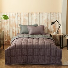 [르헤브] 나노체크 고밀도 피치스킨 사계절 이불베개세트SS