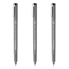 스테들러 피그먼트 라이너 308 잉크펜/드로잉, 0.05-검정, 3개입