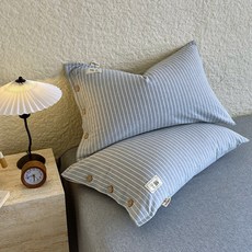 純棉枕套 一對裝 可換洗 家用枕頭套 單人尺寸 透氣親膚 睡眠舒適 柔軟耐用 簡約風格+海軍條+48*74cm一對裝, 海軍條