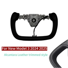 테슬라 모델 3 하이랜드 2025 요크 핸들 스티어링 휠 알칸타라/나파 가죽 카 레이싱, 05 350mm Suede Highland
