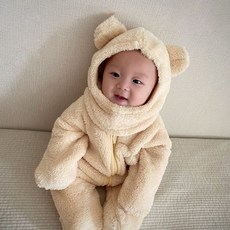 毛絨拉鍊連身衣 0-12個月適用