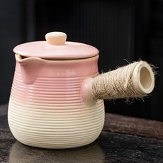 大容量陶瓷烤奶壺 圍爐煮茶器具 家用烤梨壺 明火耐熱高溫茶壺, 1個, 1100毫升（大号带盖）,红色
