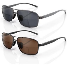 리안산 2팩 프리미엄 메탈 바이포컬 선글라스 자외선 차단 기능이 있는 레트로 탑 클리어 선 리더 남성용 제품 출시, Multicolor, 3.0 x