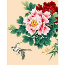 모모픽스페인팅 DIY명화그리기 60x75cm, WK16   목단꽃과 새, 1개