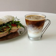 포포페리아 스텐손잡이 홈카페 커피잔 플랫화이트잔 유리컵 made in italy, 컵, 1개