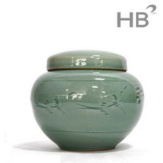 국산 도자기 단지 청자운학 단지 1.2kg 경옥고단지 꿀단지, 1개