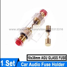 10 38mm 자동차 오디오 퓨즈 튜브 홀더 AGU 금도금 유리 퓨즈 100A 80A 70A 60A 50A 40A 30A 25A 20A 15A 10A AGU 퓨즈 홀더, 1 Set
