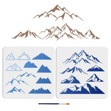 PET 핸드페인팅 아트 스텐실 장식적 프린팅 패턴 가구 벽면 DIY, 마운틴 185, 1개