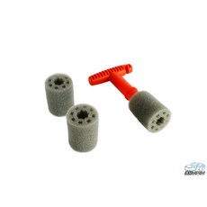 【逸品汽車百貨】鋁圈螺絲清潔器 螺絲孔清潔刷 鋁圈螺母清潔器 螺絲孔刷 鋁圈孔刷 鋁圈螺絲刷 鋼圈螺絲刷 清洗鋁圈螺絲孔, 1個, 1手柄+3海綿