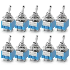 10Pcs 소형 토글 스위치 ON-OFF-ON 미니 버튼 로커 전원 3Pin MTS-102, 02 6Pin ON-ON