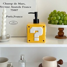 리빙온도 슈퍼마리오 디스펜서 핸드워시 인테리어 도자기 욕실 샴푸통 공병 소품, 1개, K. 물음표 펌프 용기