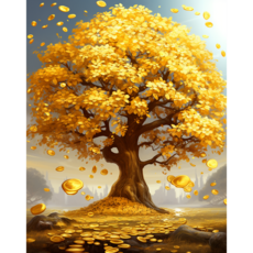 듀얼라이프 부귀의 금전수 - 캔버스형 40x50 보석십자수, 큐빅, 1개