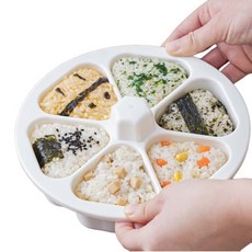 大象‧小鋪 六合一飯糰模具 - 日式便當壽司紫菜包飯製作工具 快速製作多樣創意飯糰, 白色, 1個