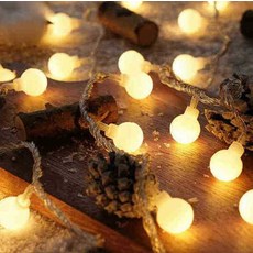 溫馨浪漫球型LED燈串，節慶裝飾燈，臥室客廳派對裝飾燈, 圓球燈串 暖光, 1套