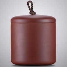 대용량 자사 차통 보이차 찻잎 보관 용기 밀폐 다도 항아리 도자기 수납함 인테리어 다구 세트, 1개, 퍼플 진흙 직관 끈 버클 캔