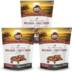 스마트 쿠키 올 내추럴 소프트 개 간식 - 4가지 맛 버라이어티 팩각 5온스 알레르기 민감한 위장을 가진 반려견과 강아지를 위한 건강한 반려견 쫄깃하고 곡물이 없는 미국산, 5 Ounce (Pack of 3), Wild Boar and Sweet Potato