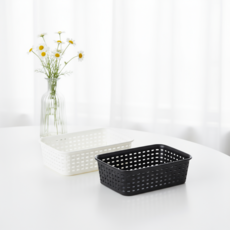 마이스타일 Y 라탄바스켓 1호(화이트 블랙), 블랙, 1개