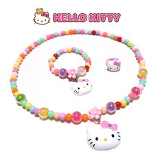 키티 구슬 유아 목걸이 팔찌 반지 3종