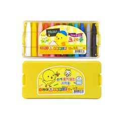 [1+1+1]손에 묻지않는 무독성 크레용 12색 유아크레용 어린이선물 미술놀이 그림 어린이집 단체, 1+1+1