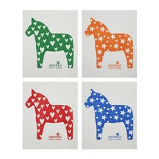 스웨덴 직수입 스칸갤러리 셀룰로오스 항균 99.9% 행주 달라호스 4종세트, 1세트, 4개입