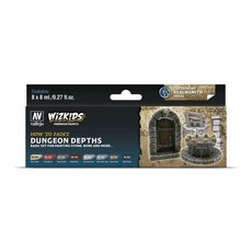 Vallejo - Wizkids | 던전 뎁스 모델링 워게임 프리미엄 페인트 세트 가장 깊고 어두운 던전에서 찾을 수 있는 모든 것에 이상적 8병 x 8ml 포함. (0.27, Dungeon Depths
