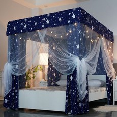 【格森】落地公主風床幔家居臥室蚊帳防塵遮光防蚊, (流星雨),1.8*2.2米【布簾+支架】