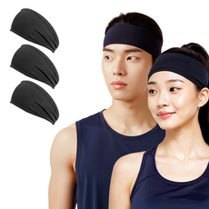 세이센스 스포츠 헤어밴드 남녀공용, 3개, 블랙