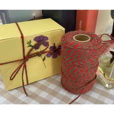 선물 포장 공예 택끈 트와인끈 포장끈 지끈 마끈 100m, 2개(200m), 레드+그린+화이트