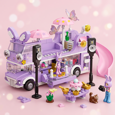 래빗 파티 버스 공주 얼음 성 테마 조립 블록 장난감, 1세트