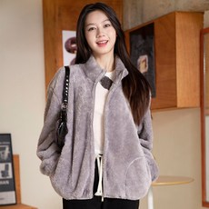 가을 겨울 패션 여성 점퍼 캐주얼 상의 기모 보온 솔리드 슬림 코트